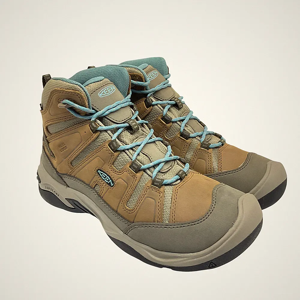 KEEN Women's Mid-Cut Circadia WP Casual Hiking Boots Brown/Turquoise Size 8M